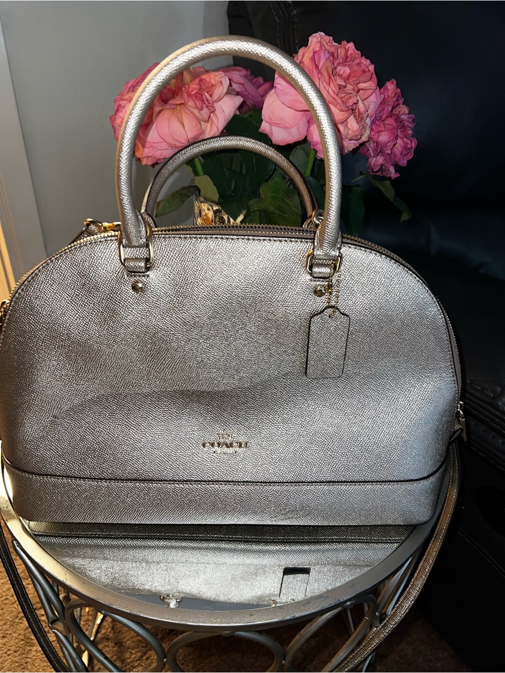 Coach Silver Dome Satchel with Gold-Tone Hardware